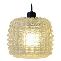 Retro Diamond Pattern Glass Ceiling Lamp from Vitrika, 1960s