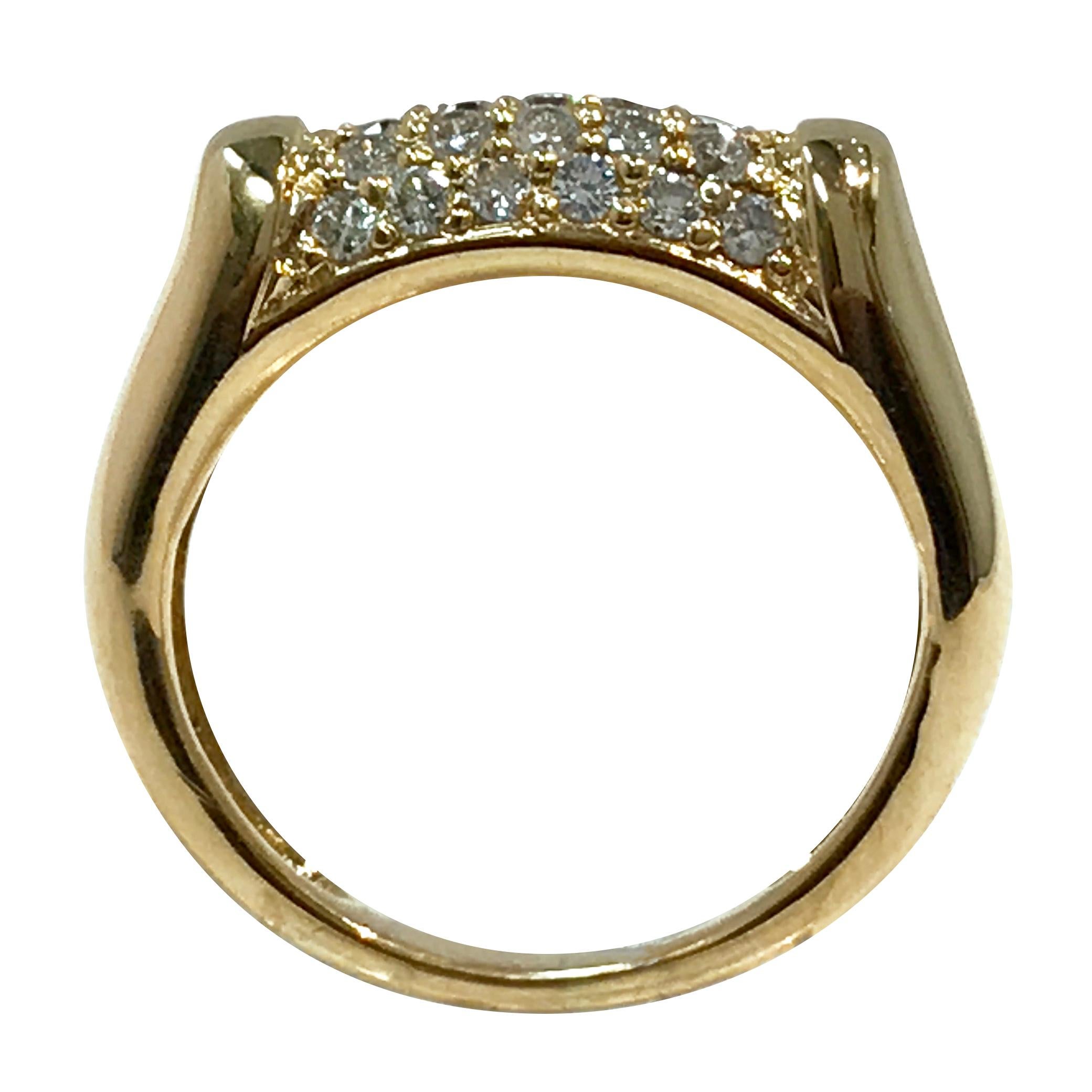 Retro Vintage Diamond Pavé 18 Karat Gold Ring