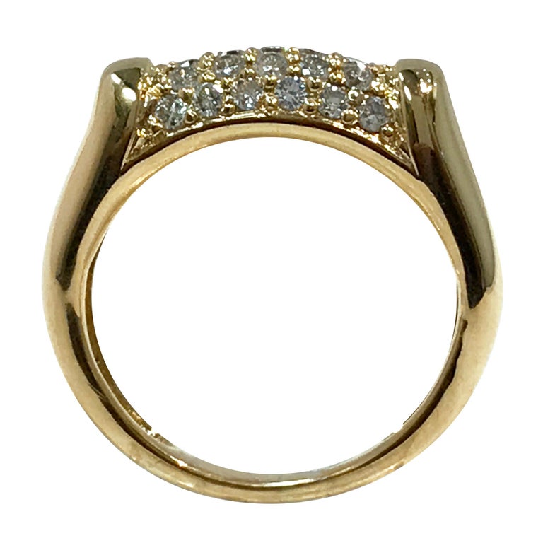Retro Vintage Diamond Pavé 18 Karat Gold Ring For Sale