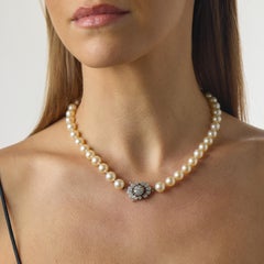 Vintage diamond pearl 14k white gold necklace