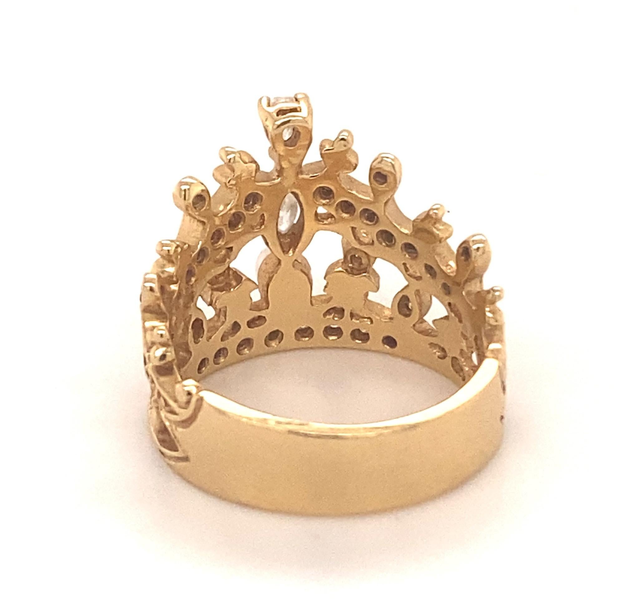 14 Karat Gelbgold Diamant-Perlen-Kronring 2