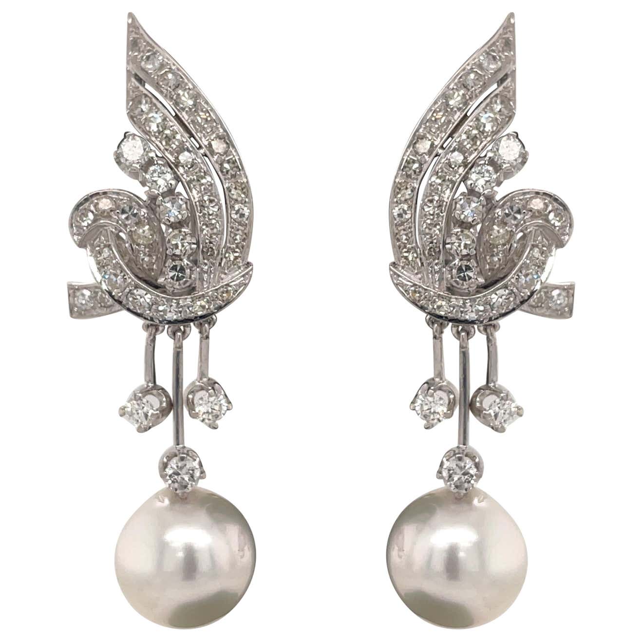 Vintage pearl and diamond earrings Clearance