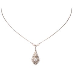 Vintage Diamond Pearl Platinum 18 Karat Gold Chain Necklace