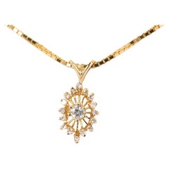 Vintage Diamond Pendant Necklace in 14K Yellow Gold