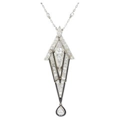 Vintage 18K White Gold Diamond Pendant on Diamond by the Yard Necklace