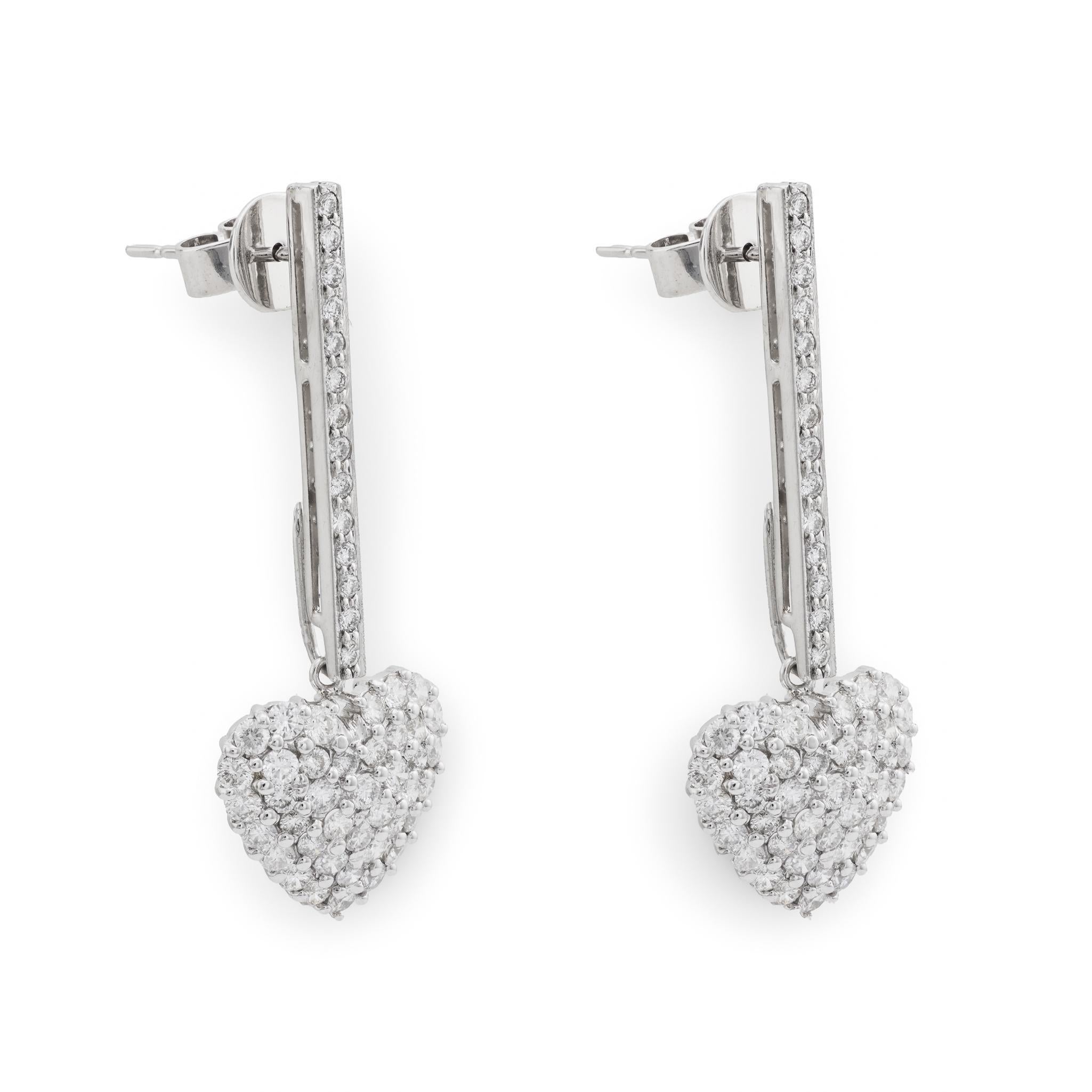 Contemporaneo Orecchini a goccia con diamante d'epoca in platino e oro bianco 14 carati in vendita