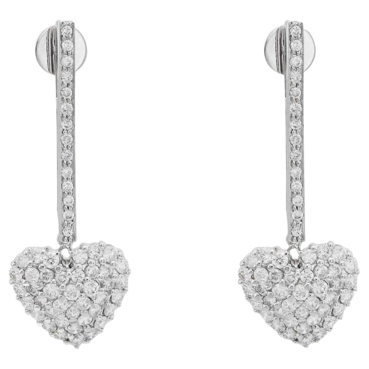 Orecchini a goccia con diamante d'epoca in platino e oro bianco 14 carati