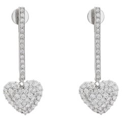 Orecchini a goccia con diamante d'epoca in platino e oro bianco 14 carati