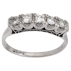 Vintage diamond platinum 5 stone wedding band