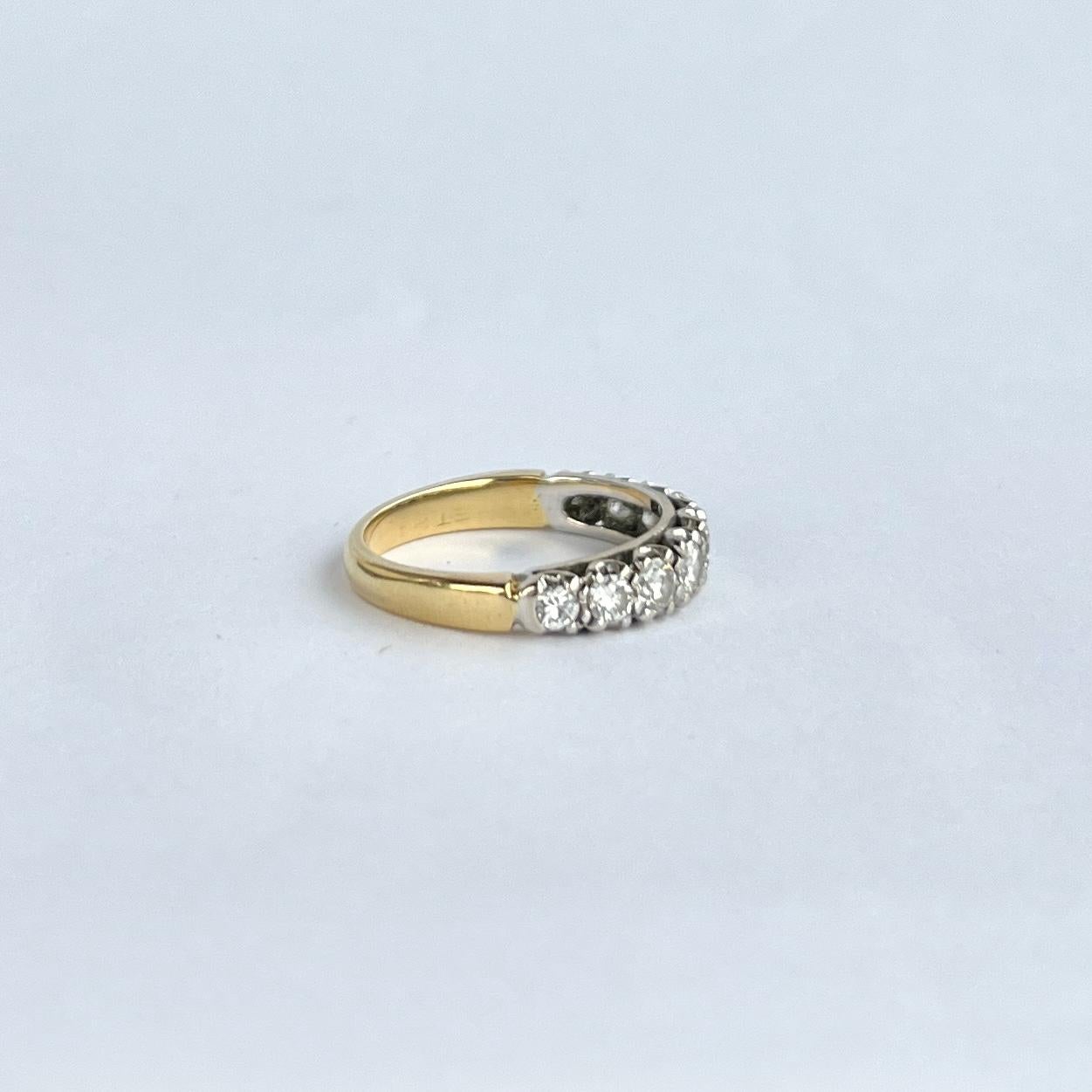 Donna Fascia a mezza eternità in oro 18 carati, platino e diamanti vintage in vendita