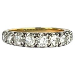 Halb-Eternity-Ring, Vintage, Diamant, Platin und 18 Karat Gold