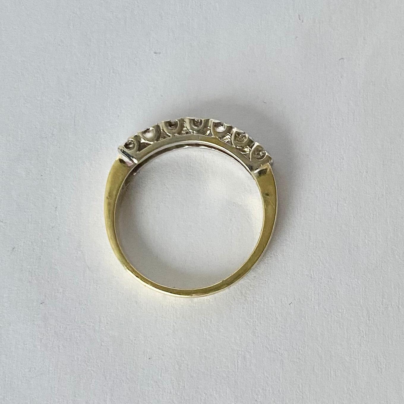 Diamant-Ring aus Platin und 18 Karat Gold (Rundschliff) im Angebot