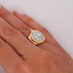 Vintage Diamond Platinum and 18K Gold Unisex Watch Face Ring