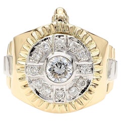 Vintage Diamond Platinum and 18K Gold Unisex Watch Face Ring