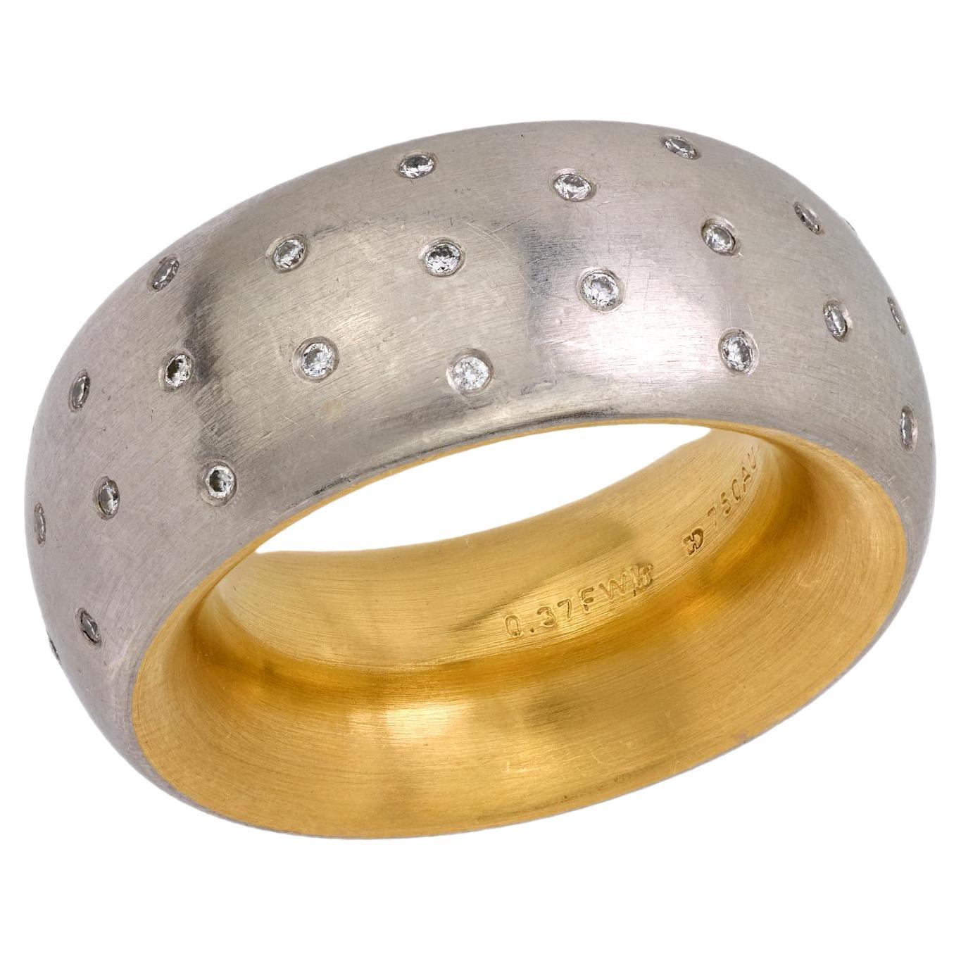 Vintage diamond platinum and 18k yellow gold band