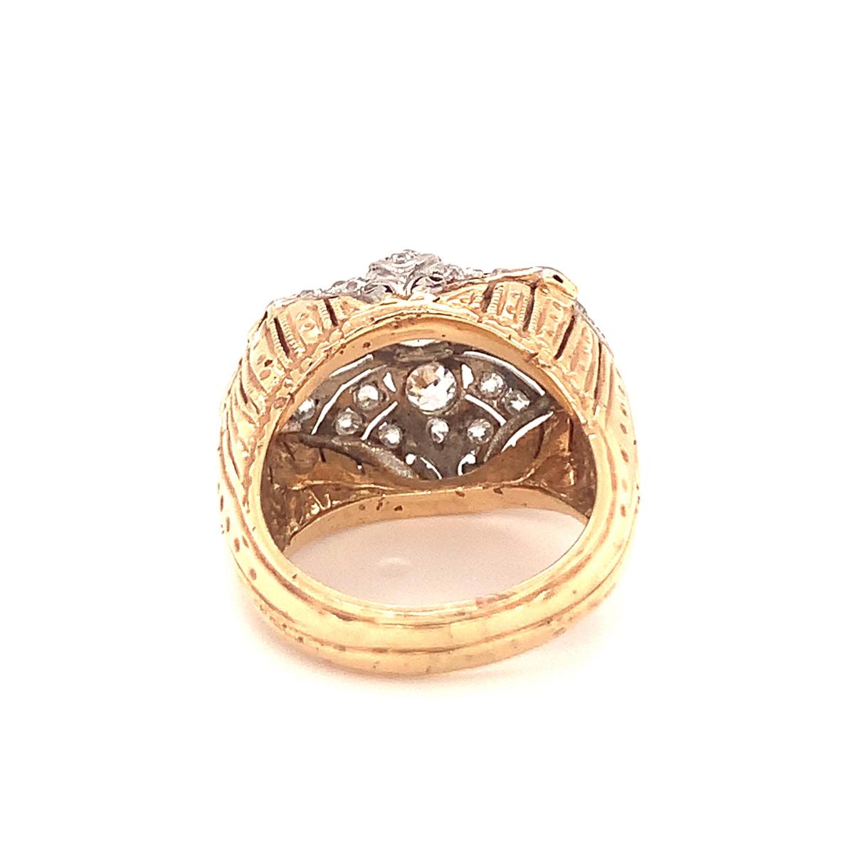 Vintage Diamond Platinum and 18K Yellow Gold Ring, circa 1960s For Sale 1