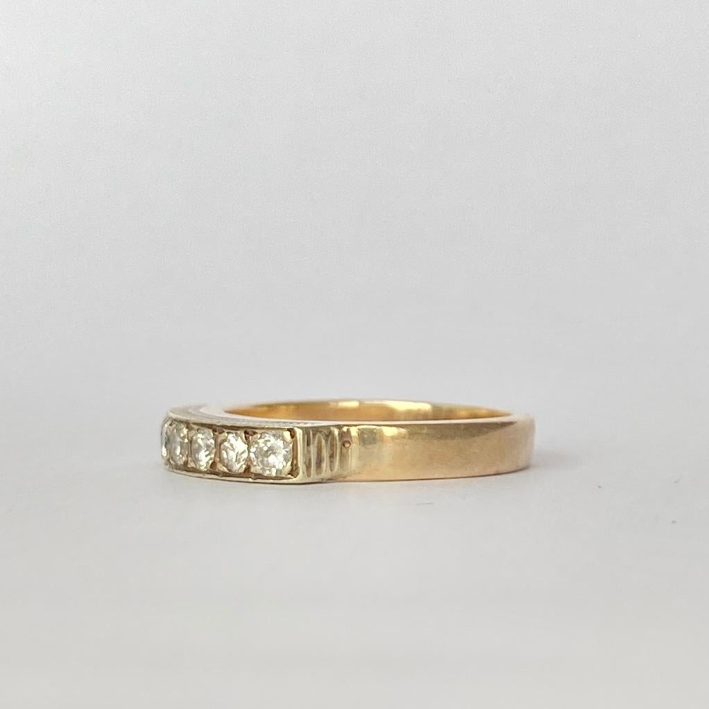 Modern Vintage Diamond Platinum and 9 Carat Gold Ring For Sale