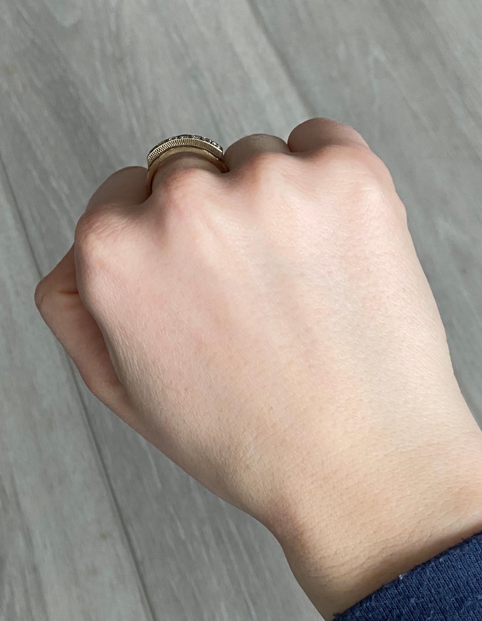 Women's Vintage Diamond Platinum and 9 Carat Gold Ring For Sale
