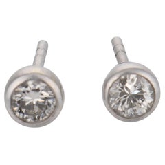 Vintage diamond platinum bezel stud earrings