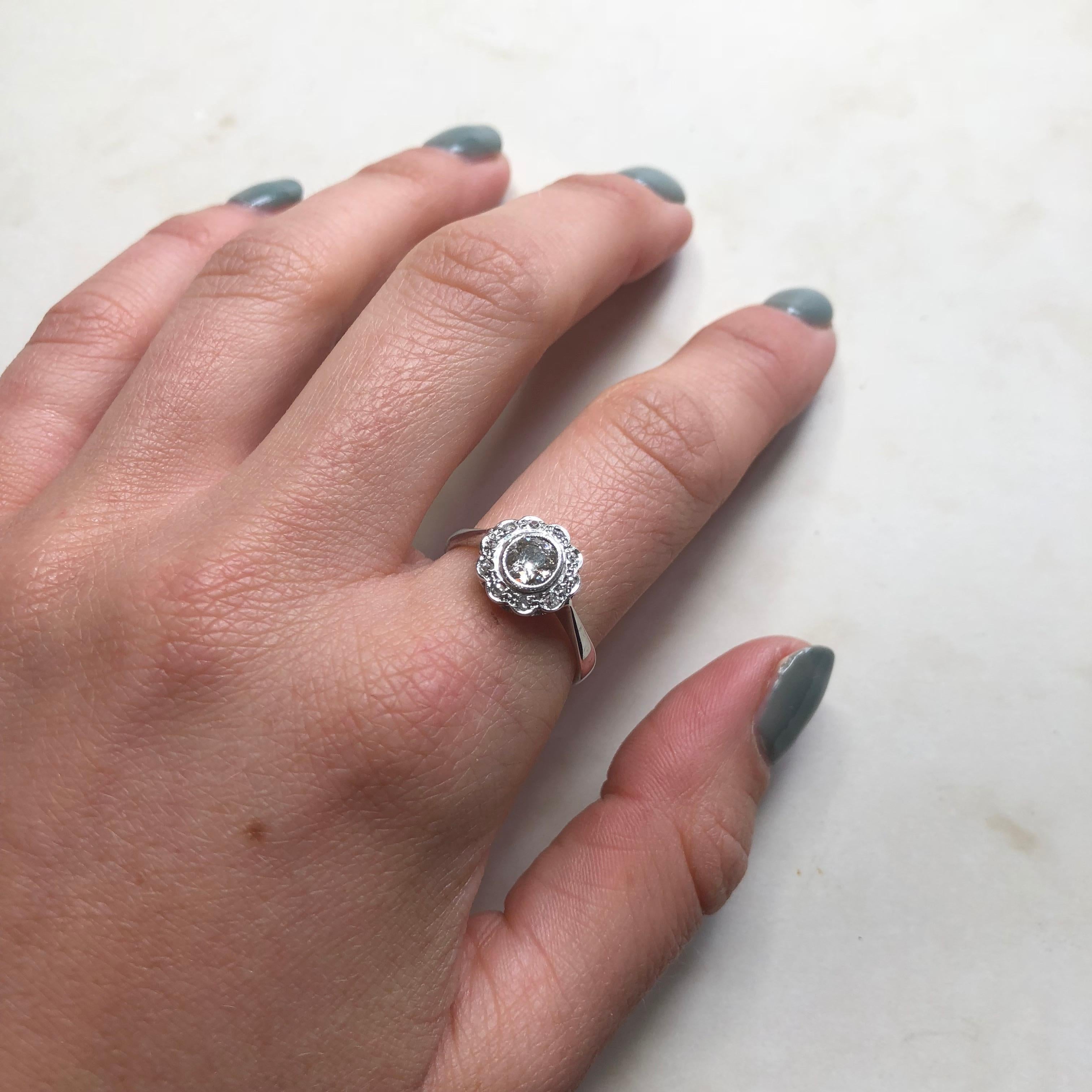 Women's Vintage Diamond Platinum Cluster Ring