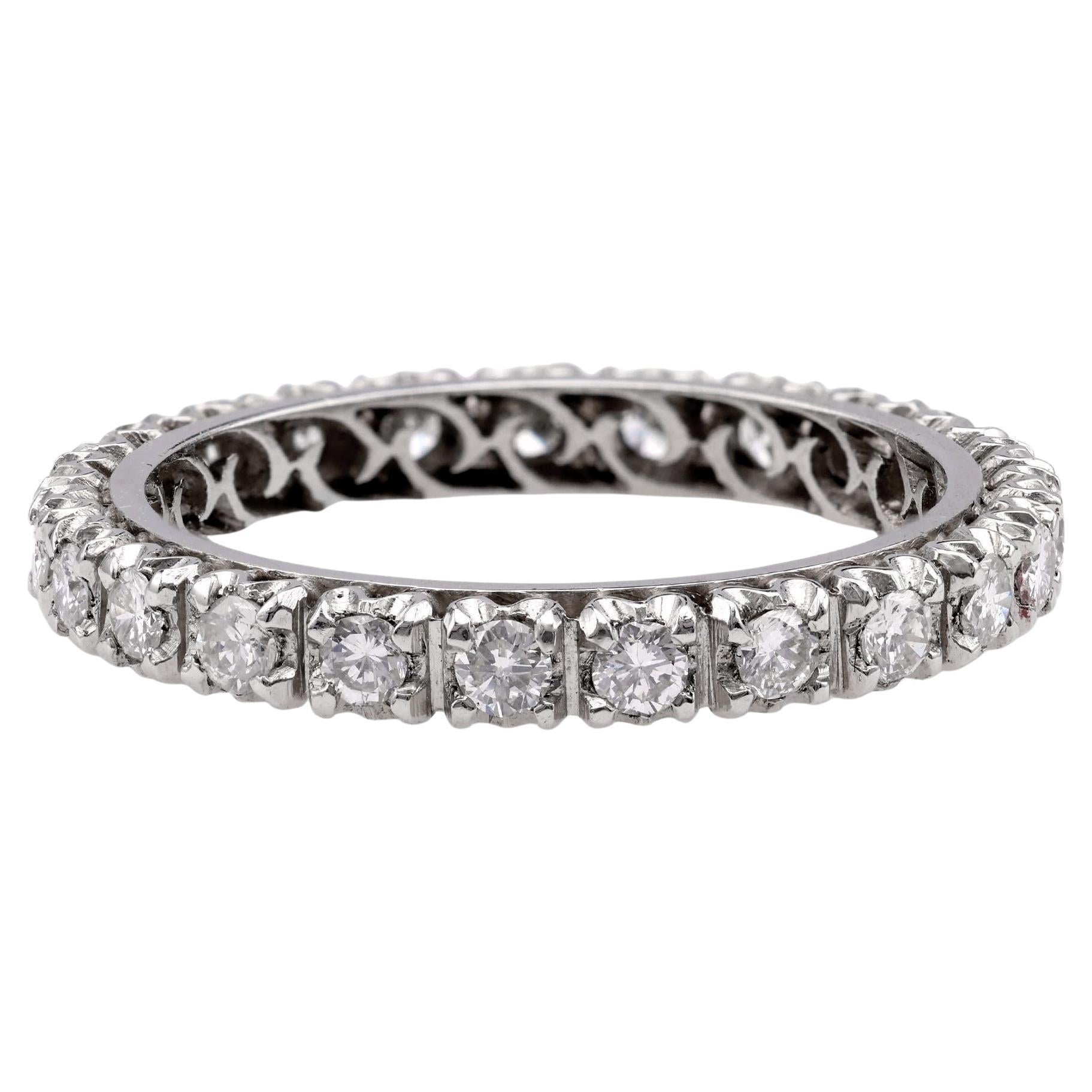 Vintage Diamond Platinum Eternity Band