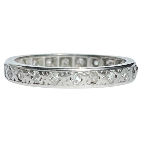 Vintage Diamond Platinum Eternity Ring For Sale