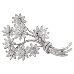 Vintage Diamond Platinum Flower Bouquet Brooch