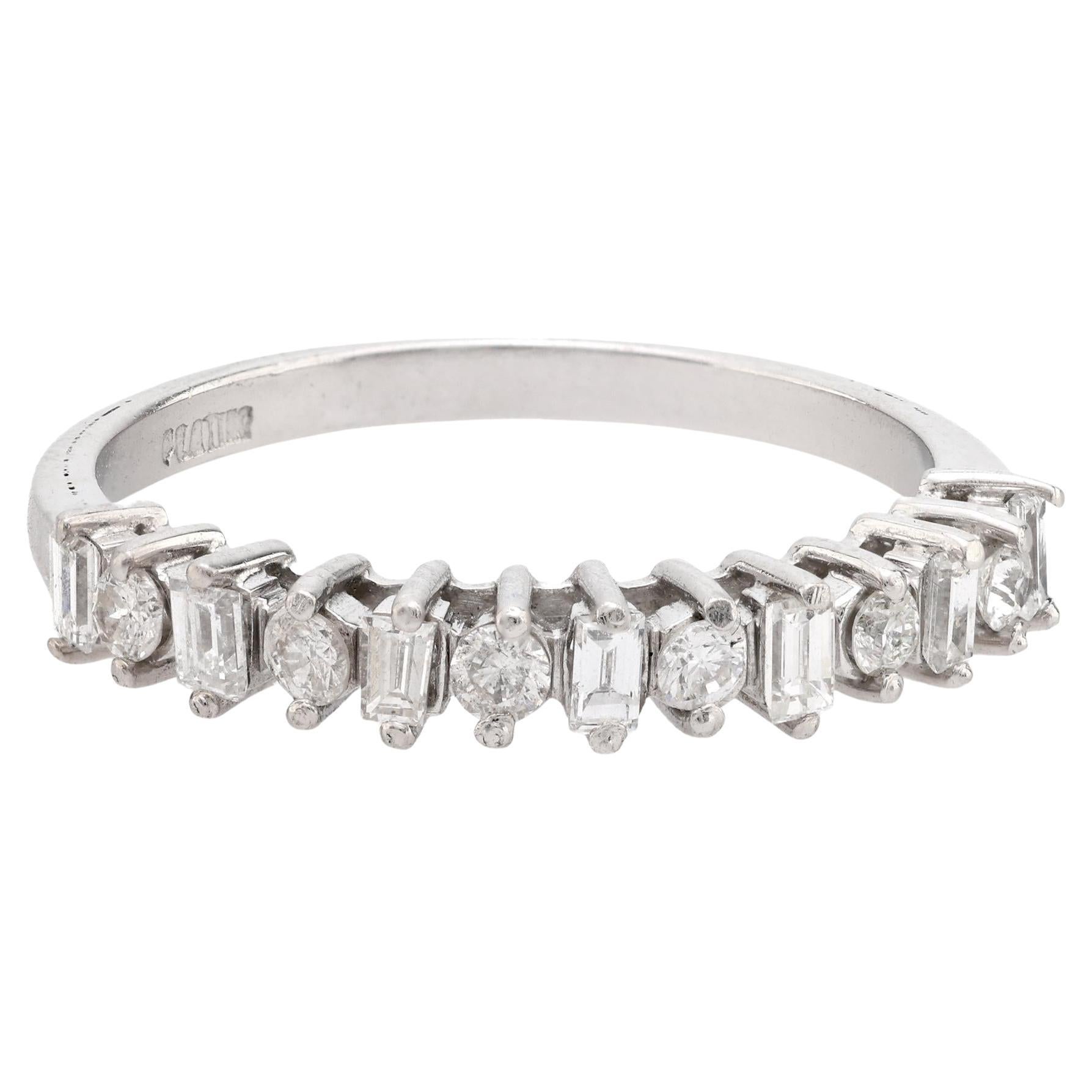 Vintage diamond platinum half eternity wedding band