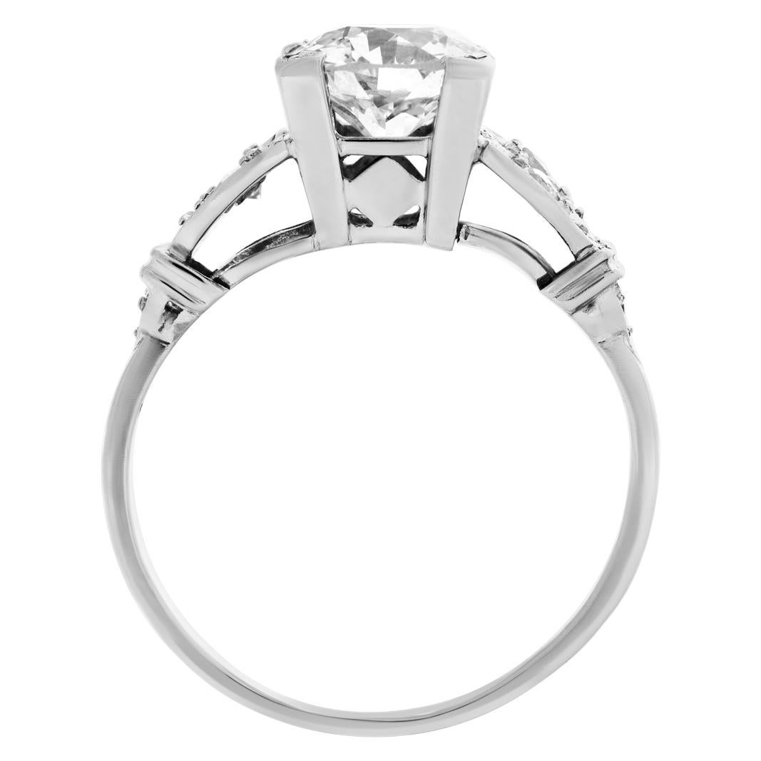 Bague vintage en platine avec diamant central d'environ 1,20 carat « I-J, SI1 » Excellent état à Surfside, FL