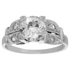 Vintage Diamond Platinum Ring with Central Diamond App. 1.20 Carats 'I-J, SI1'