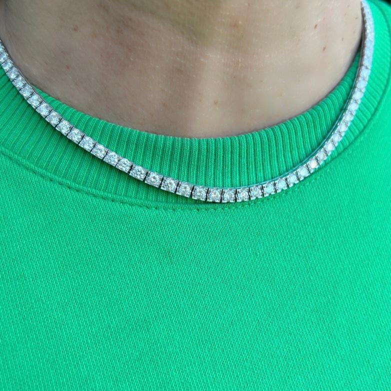 Vintage Diamond & Platinum Riviere Necklace In Excellent Condition In San Francisco, CA