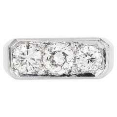 Vintage Diamond Platinum Signet Style Engagement Ring