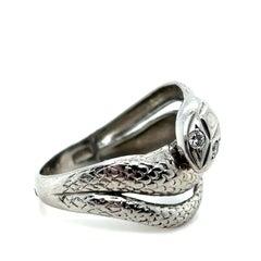 Vintage Diamond Platinum Snake Ring, Circa 1970