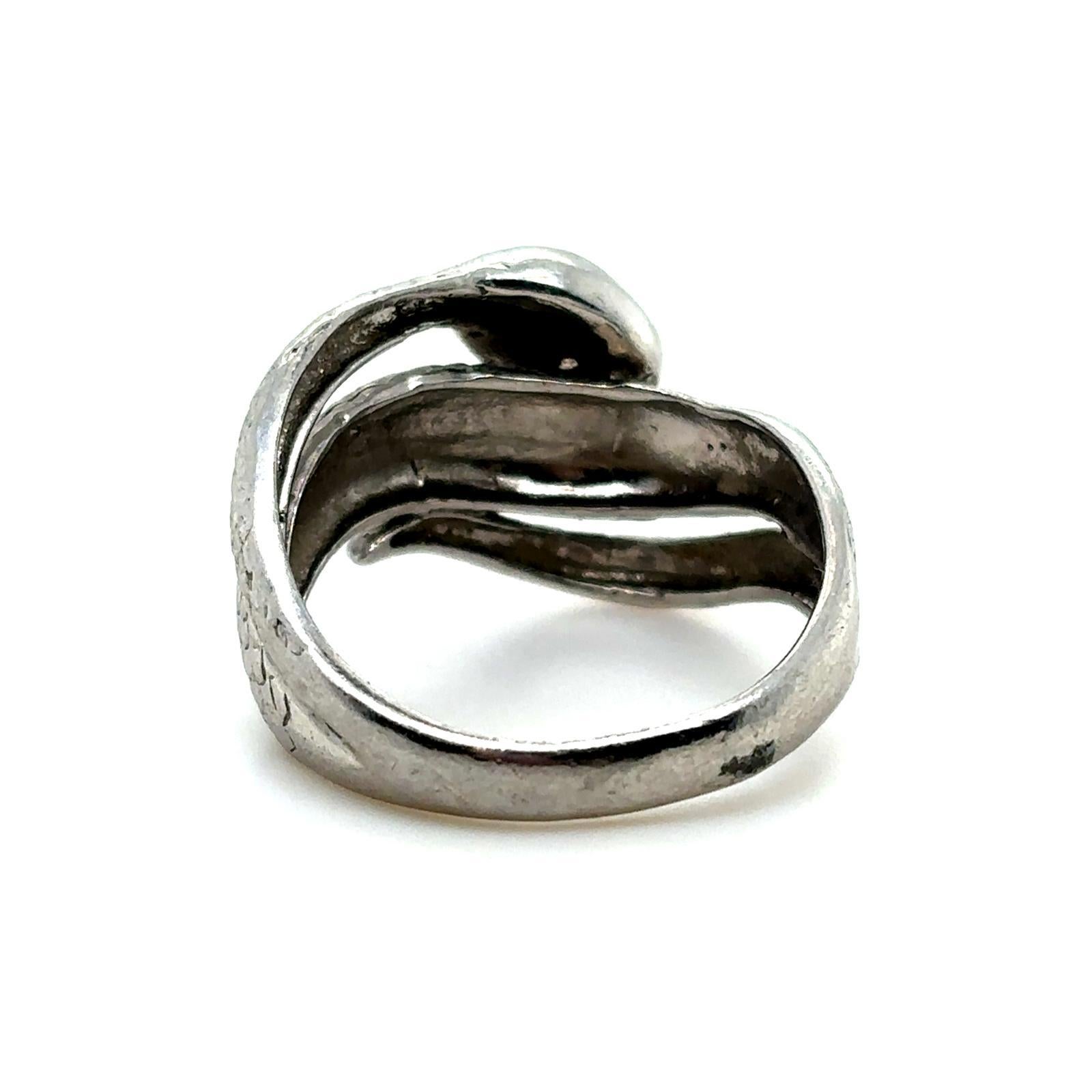 Women's or Men's Vintage Diamond Platinum Snake Ring, Circa 1970 For Sale