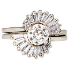 Vintage Diamond Ring 14 Karat White Gold 0.67 Carat Old Mine Cut Jewelry