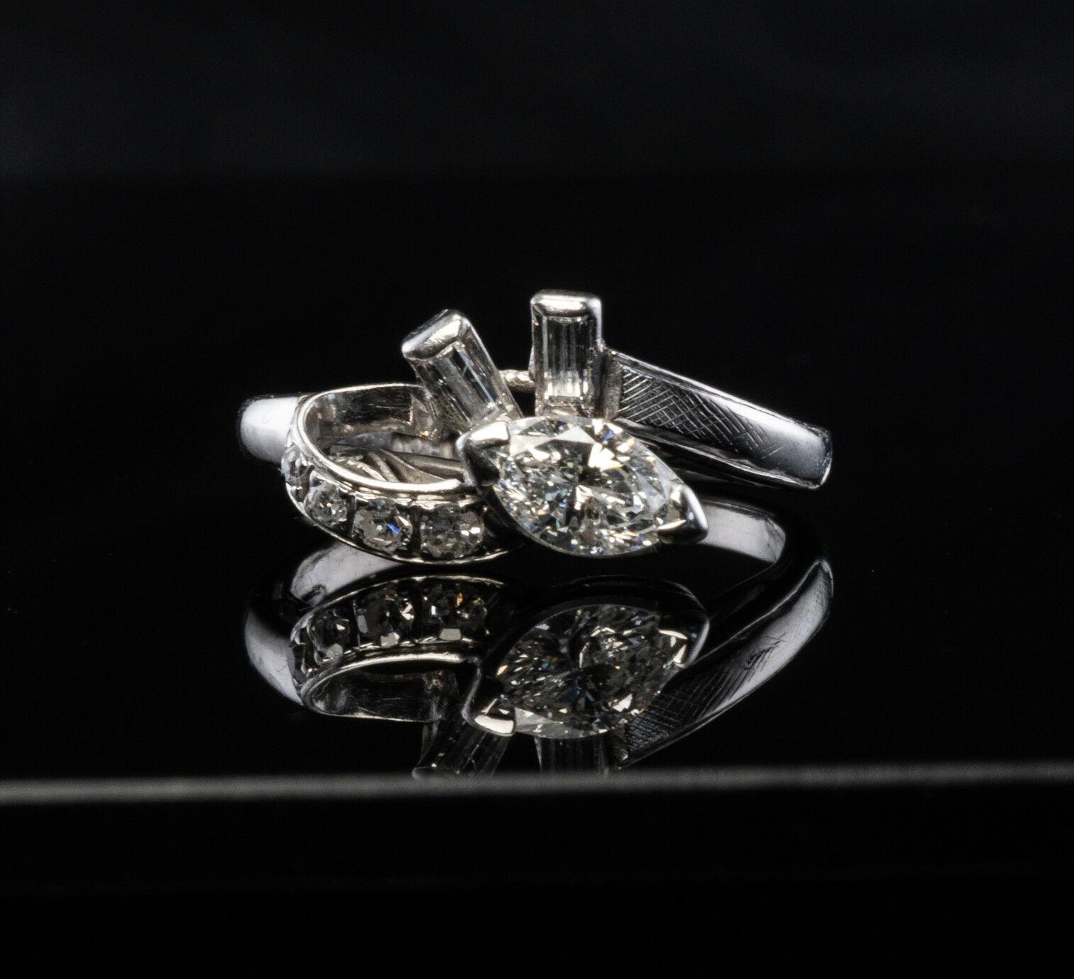 Anello di diamanti d'epoca in oro bianco 14 carati Fascia di fidanzamento d'epoca in vendita 7