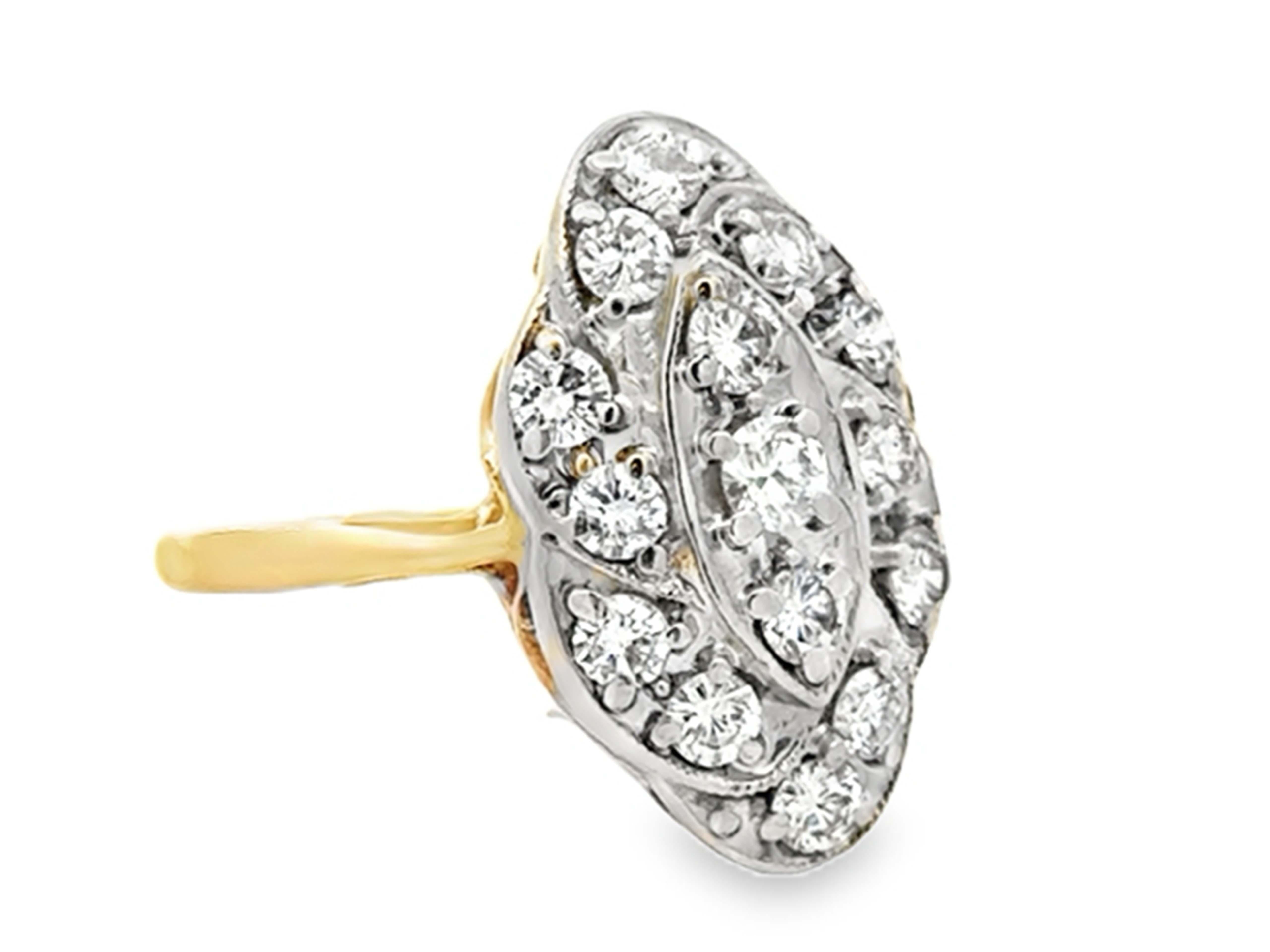 Brilliant Cut Vintage Diamond Ring 14k Yellow and White Gold For Sale