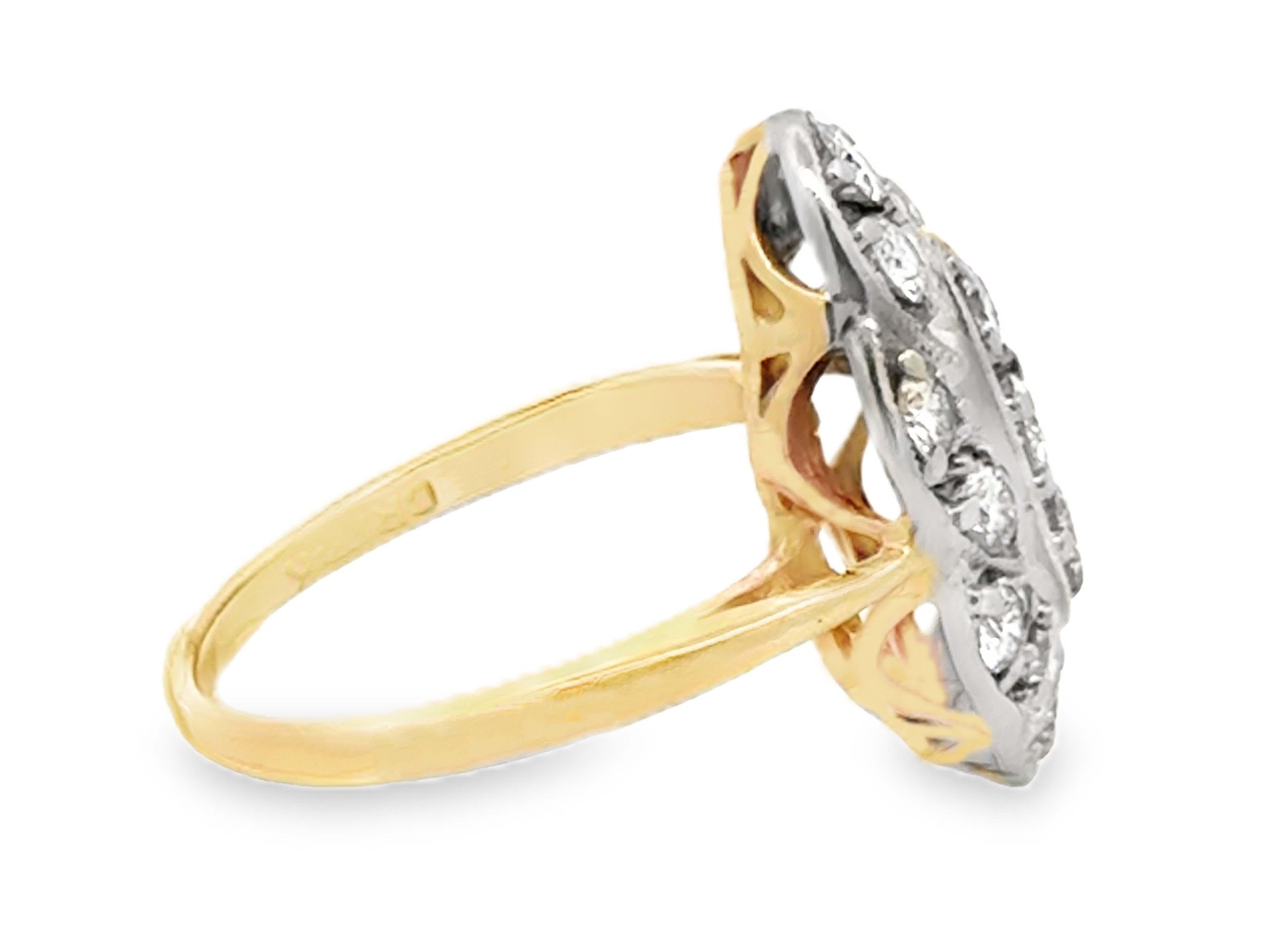 Women's Vintage Diamond Ring 14k Yellow and White Gold For Sale