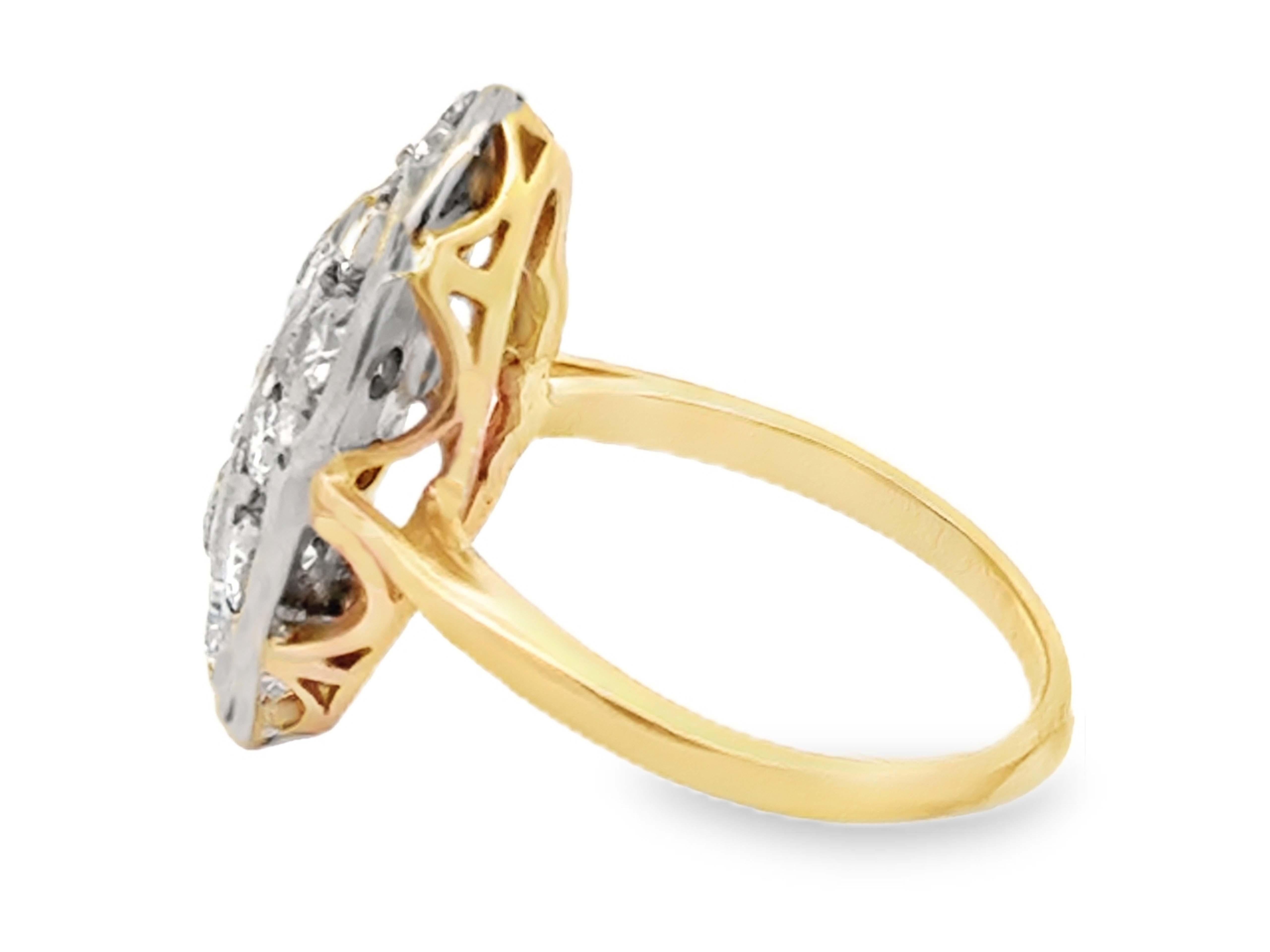 Vintage Diamond Ring 14k Yellow and White Gold For Sale 1