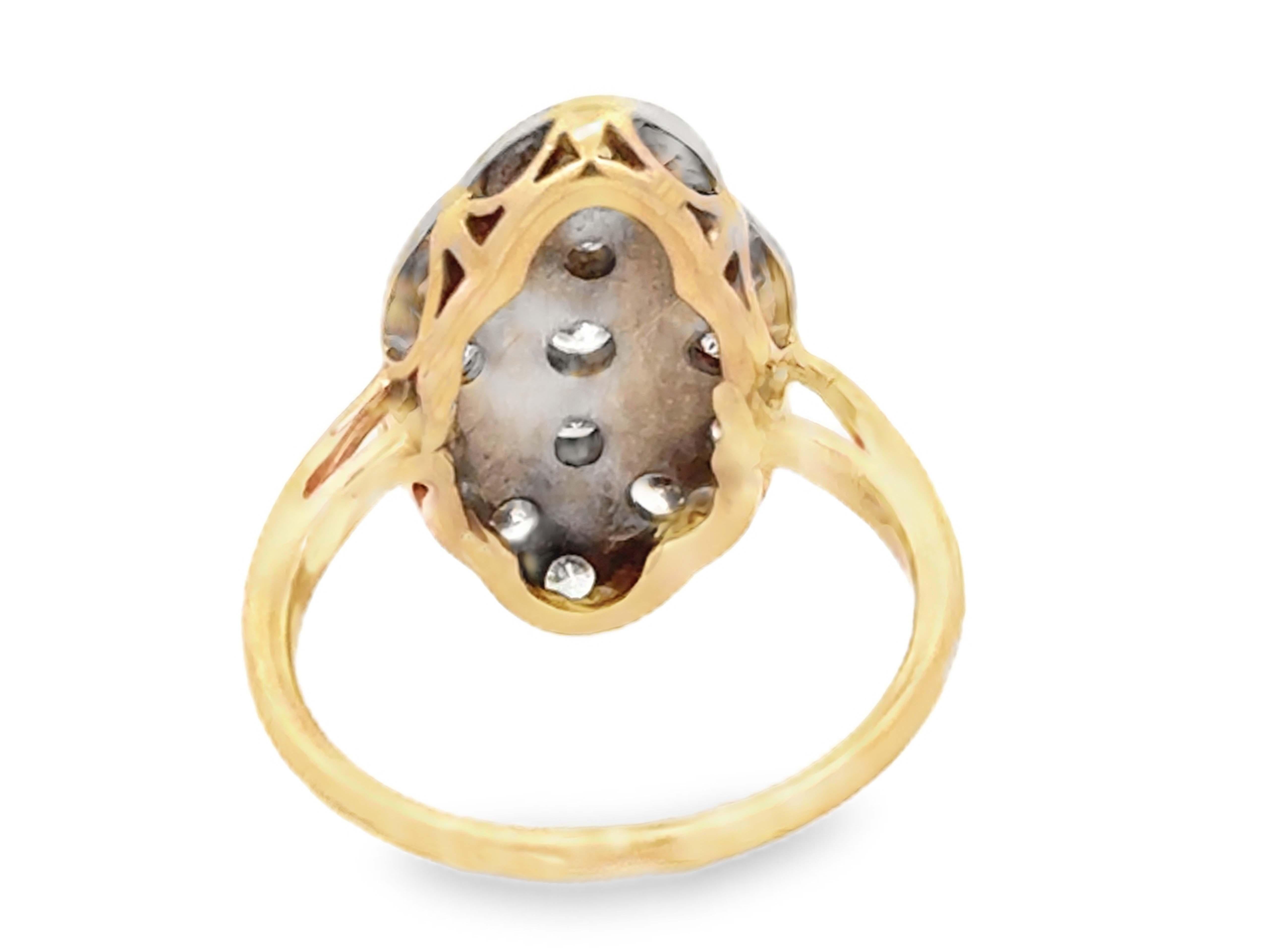 Vintage Diamond Ring 14k Yellow and White Gold For Sale 2
