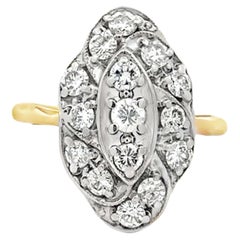 Anillo de diamantes vintage de oro amarillo y blanco de 14k