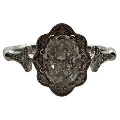 Anello con diamante Vintage Anello di fidanzamento in oro 14KT con diamante centrale da 0,75ct