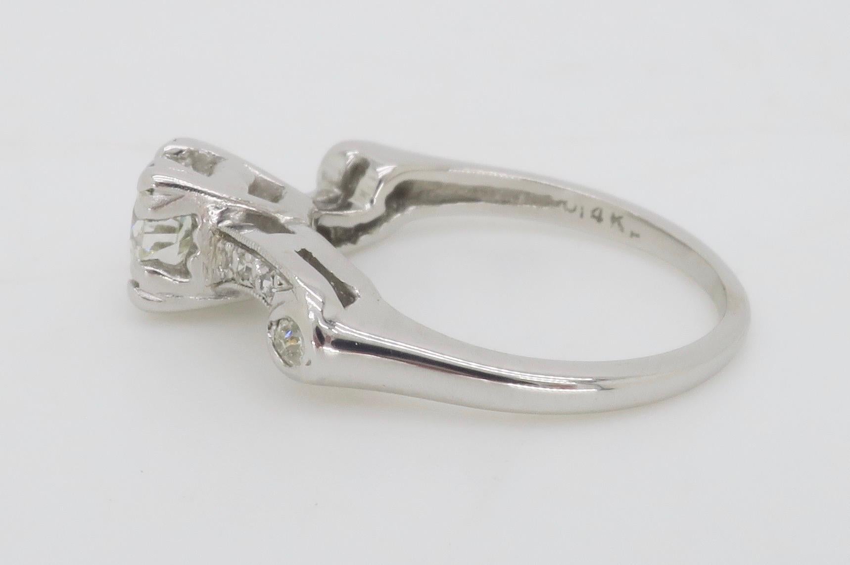 Vintage Diamond Ring Crafted in 14k White Gold For Sale 8