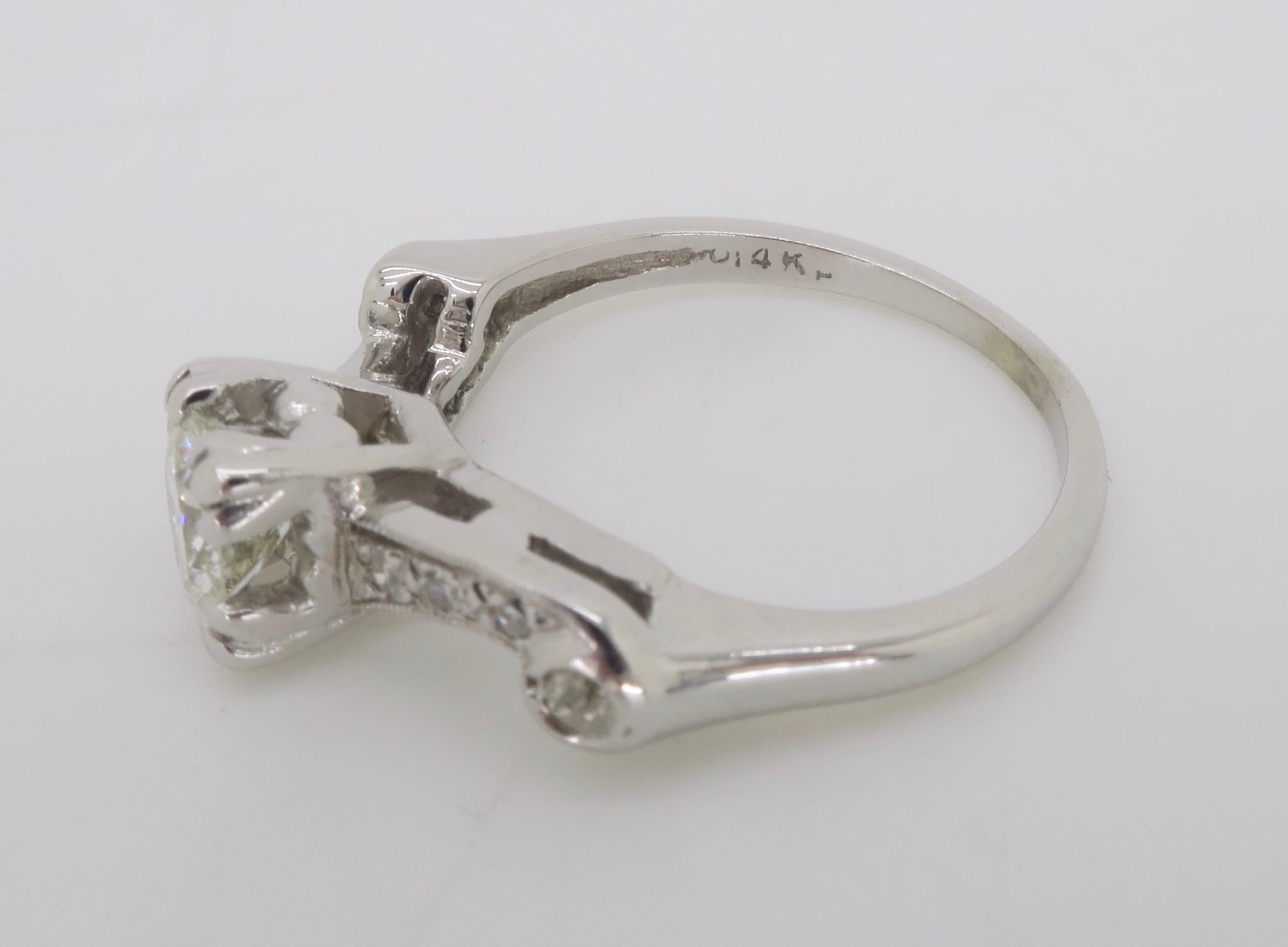 Vintage Diamond Ring Crafted in 14k White Gold For Sale 11