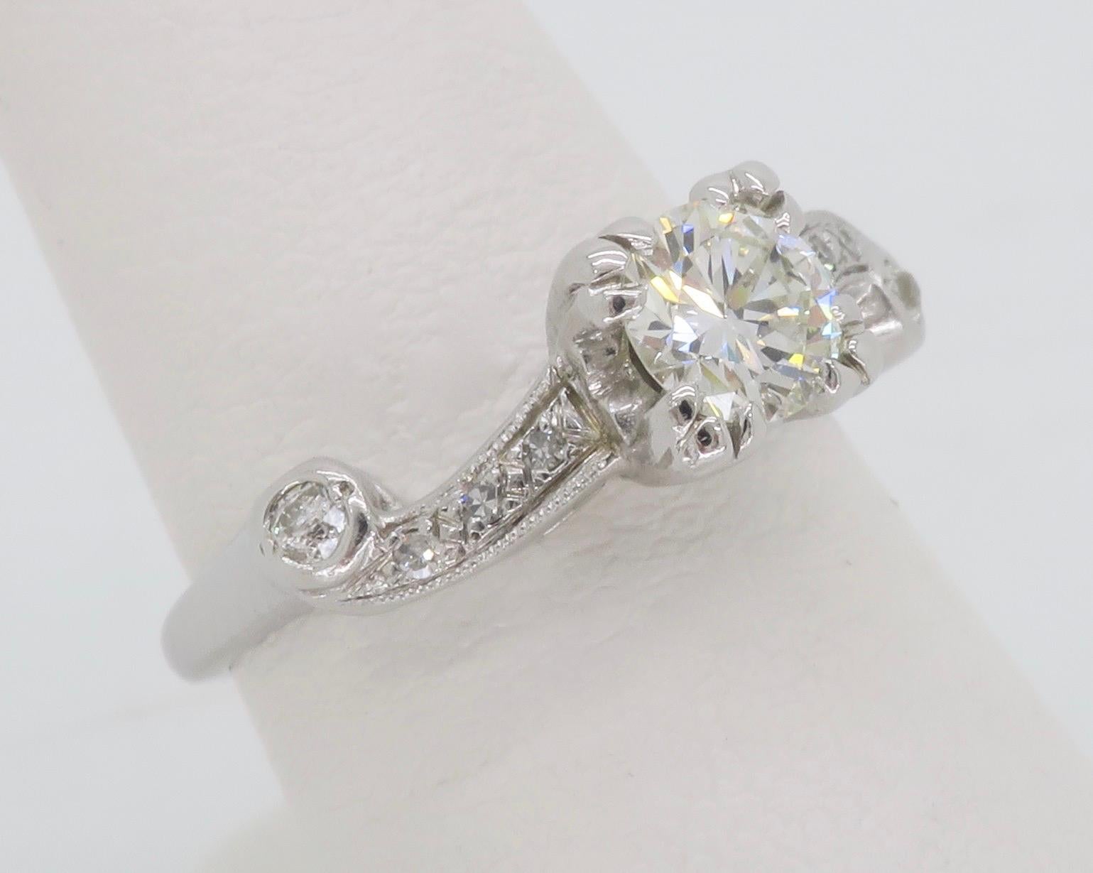 Women's or Men's Vintage Diamond Ring Crafted in 14k White Gold For Sale