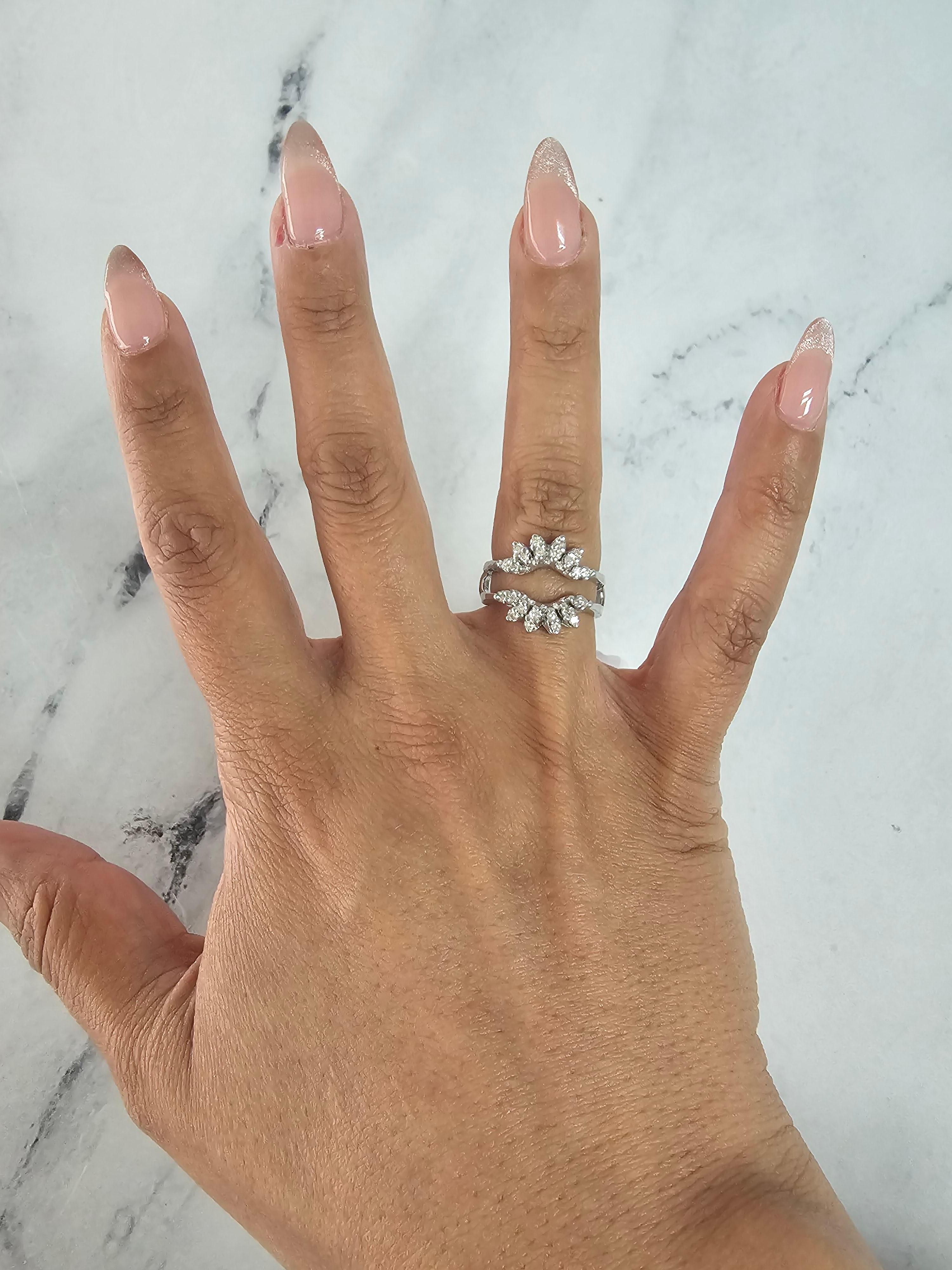 ♥ Product Summary ♥

Main Stone: Diamond
Approx. Carat Weight: .36cttw
Diamond Color: G/H
Diamond Clarity: SI2
Stone Cut: Round
Band Material: 14k White Gold 
Dimensions: 16MM
Ring Gap: 6MM
Weight: 7 grams

Diamonds & Gemstones are Natural. Not