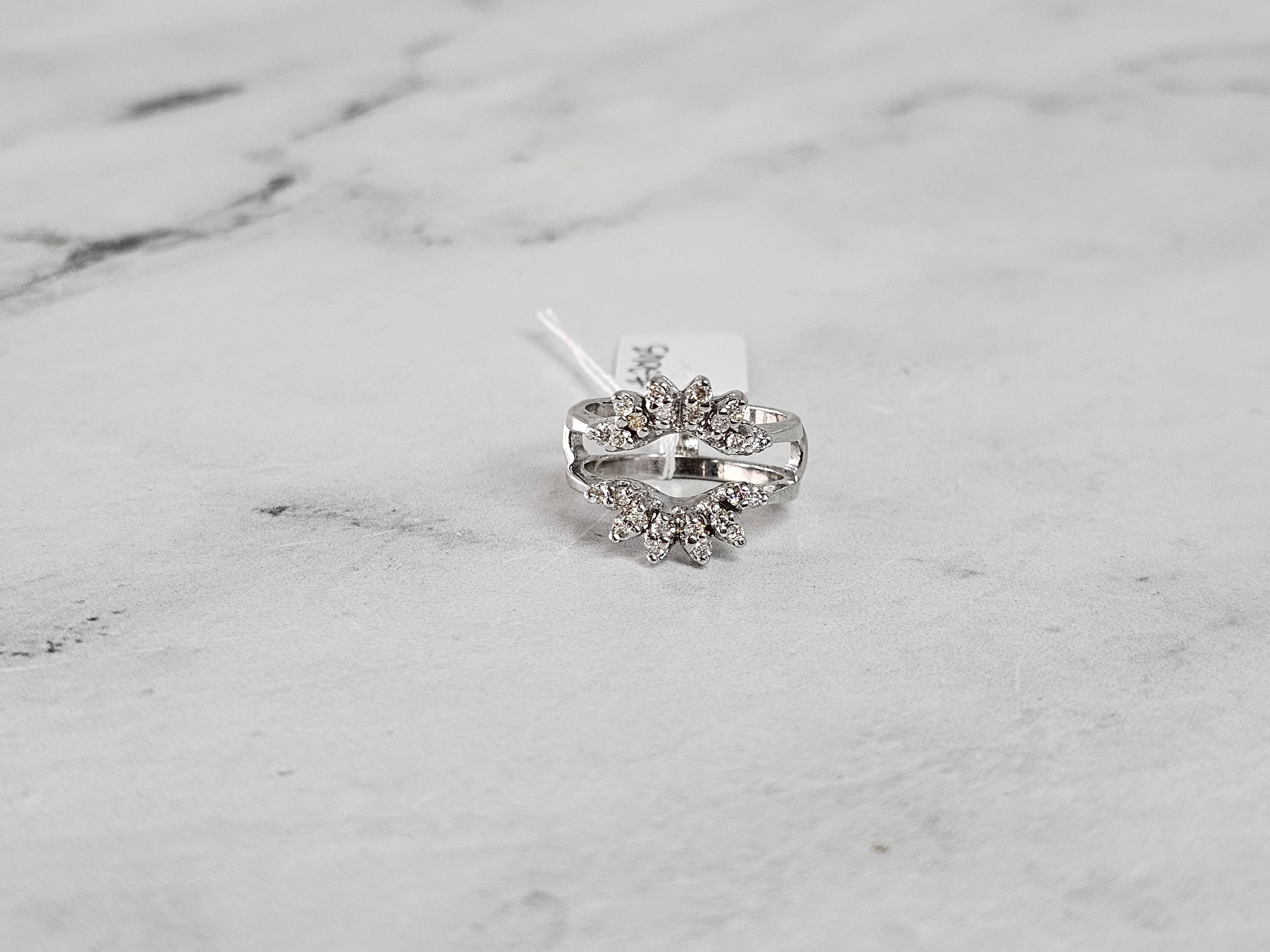 Women's or Men's Vintage Diamond Ring Guard Enhancer 14k White Gold For Sale