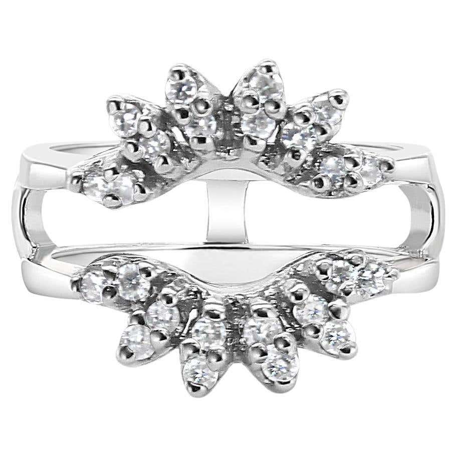 Vintage Diamond Ring Guard Enhancer 14k White Gold For Sale at 1stDibs