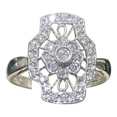 Vintage Diamond Ring In 14k White Gold