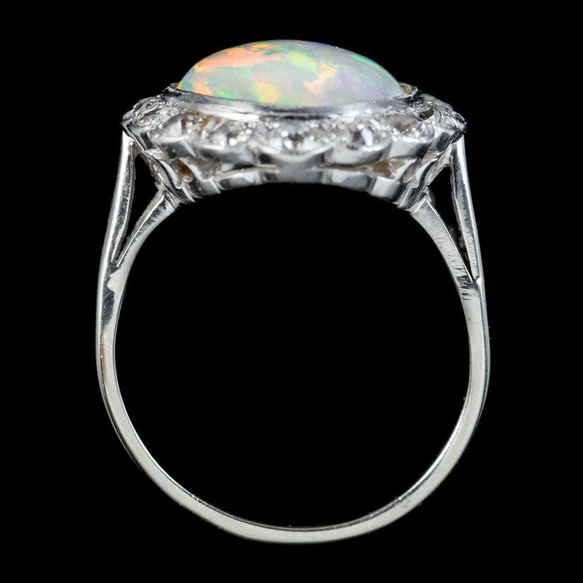 Women's Vintage Diamond Ring in 6ct Opal, circa 1940 For Sale
